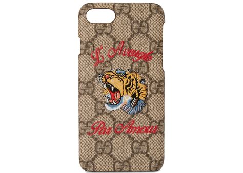 gucci women's gg supreme iphone 11 case - beige ebony|designer iPhone cases for women.